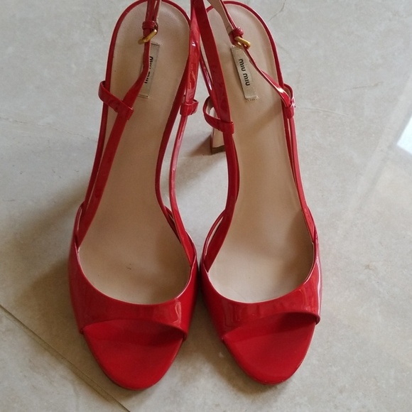 Miu Miu | Shoes | Miu Miu Red High Heel Sandals 4 Euro | Poshmark